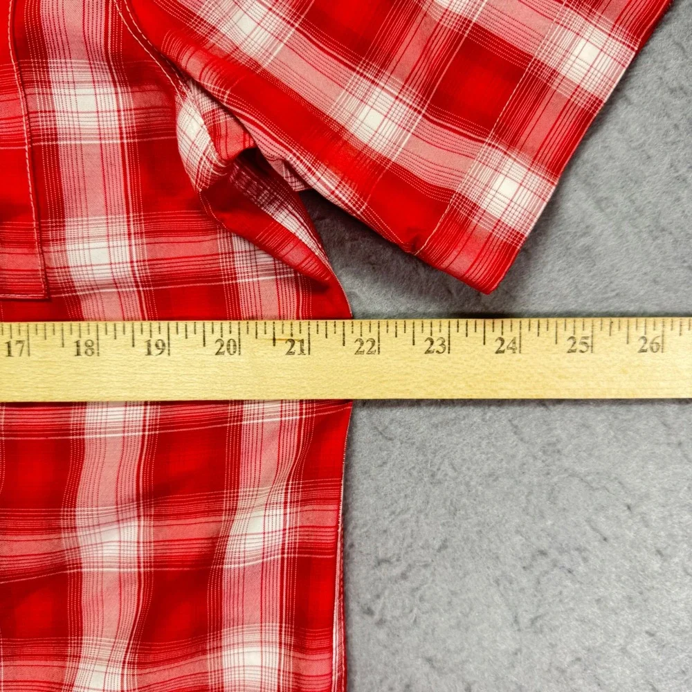 The North Face Mens Plaid Short Sleeve Button Up Shirt Red‎ White Outdoor M